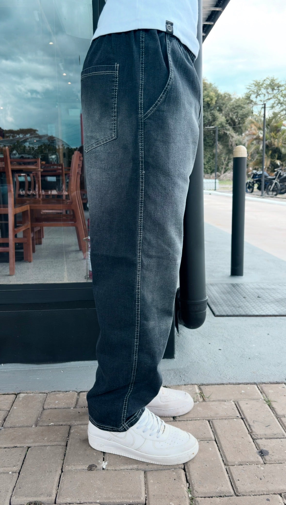 Calça Baggy Preta Jateada