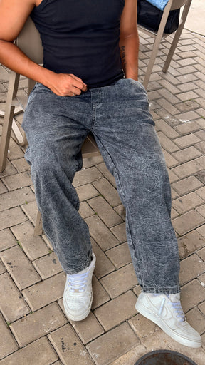 Calça Baggy Cinza Estonada