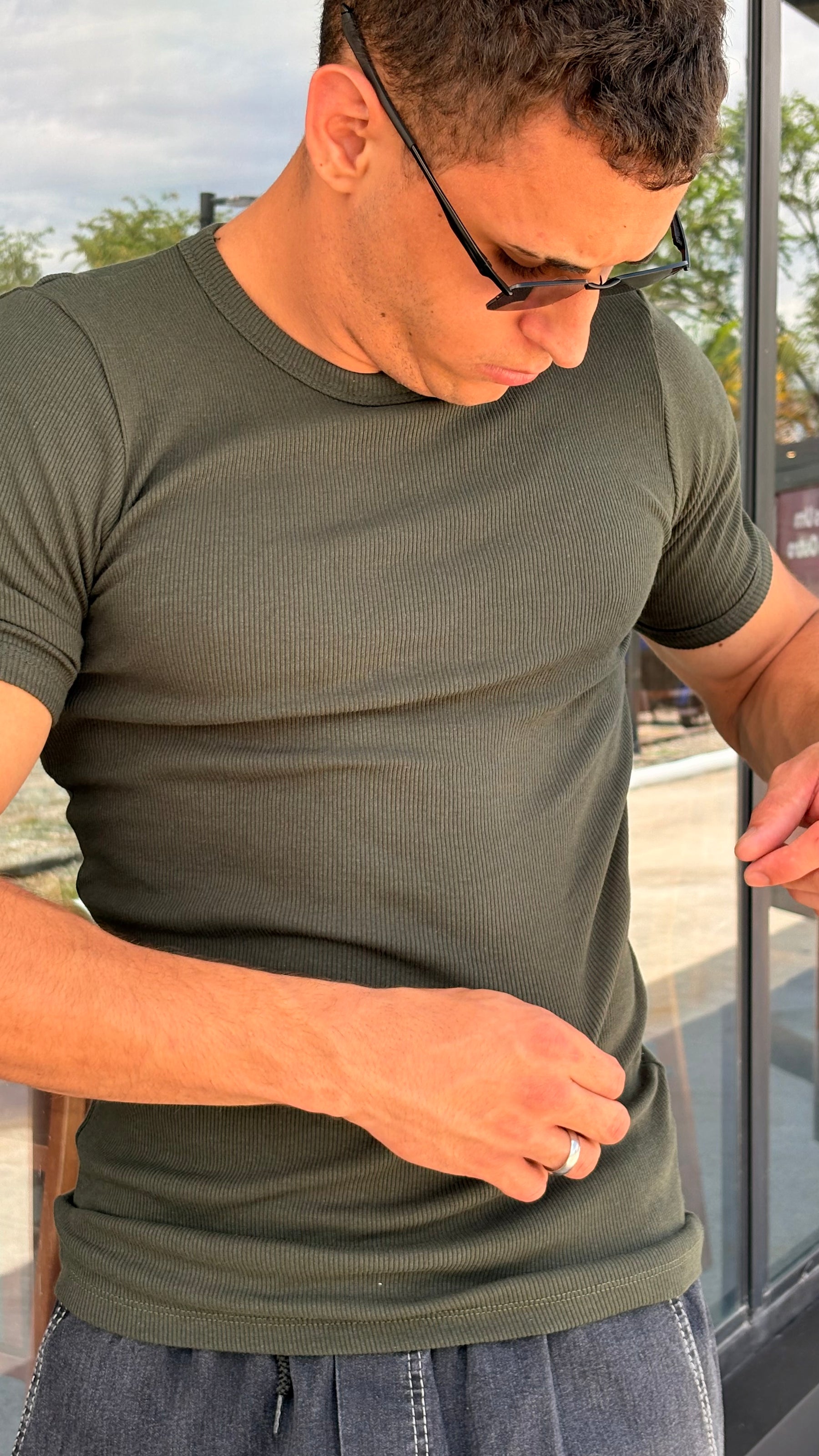 Camisa Canelada Verde Militar Padrão Gringa