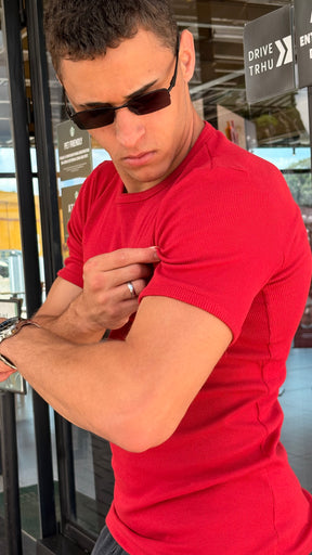 Camisa Canelada Vermelho Padrão Gringa