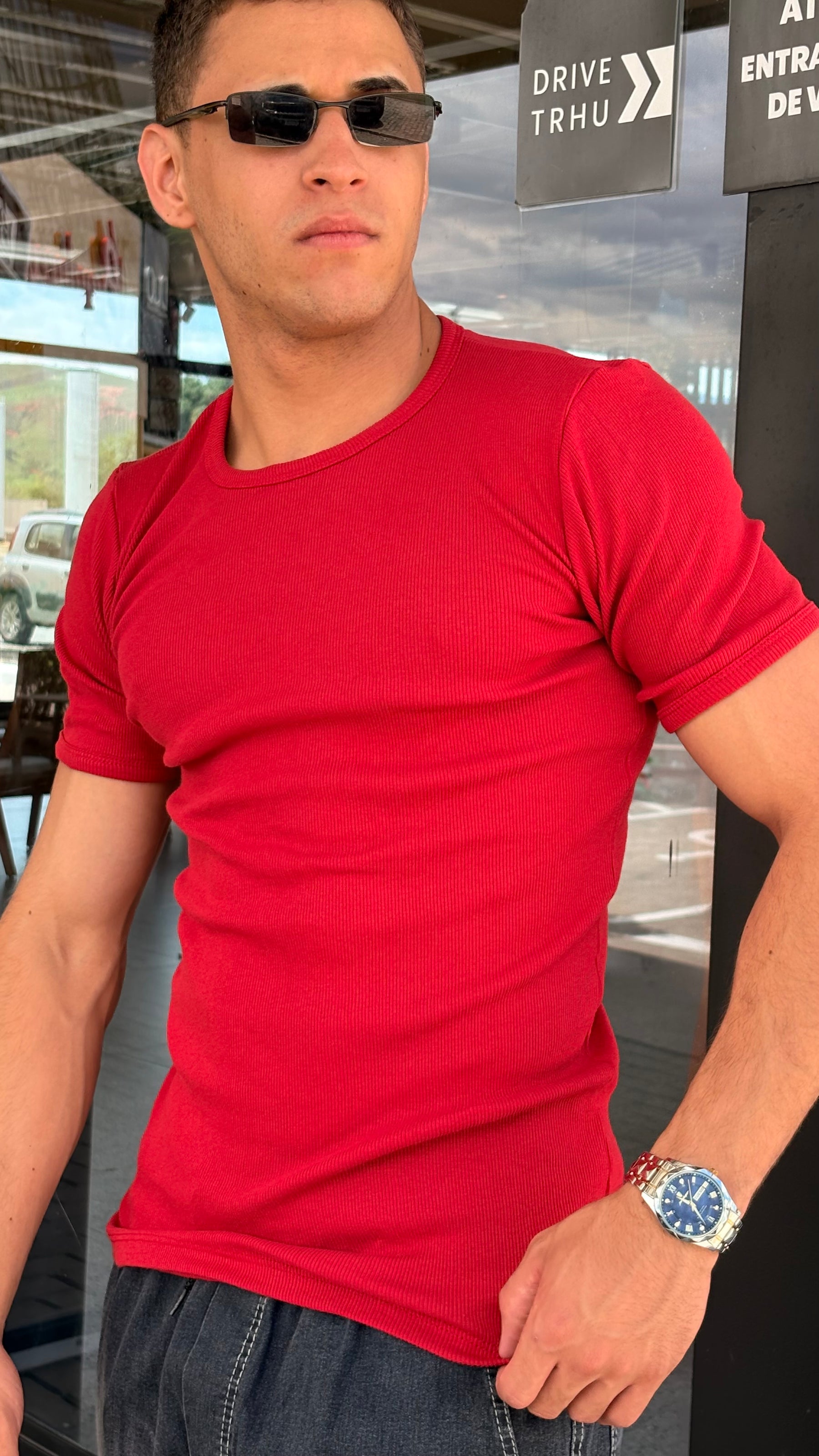 Camisa Canelada Vermelho Padrão Gringa