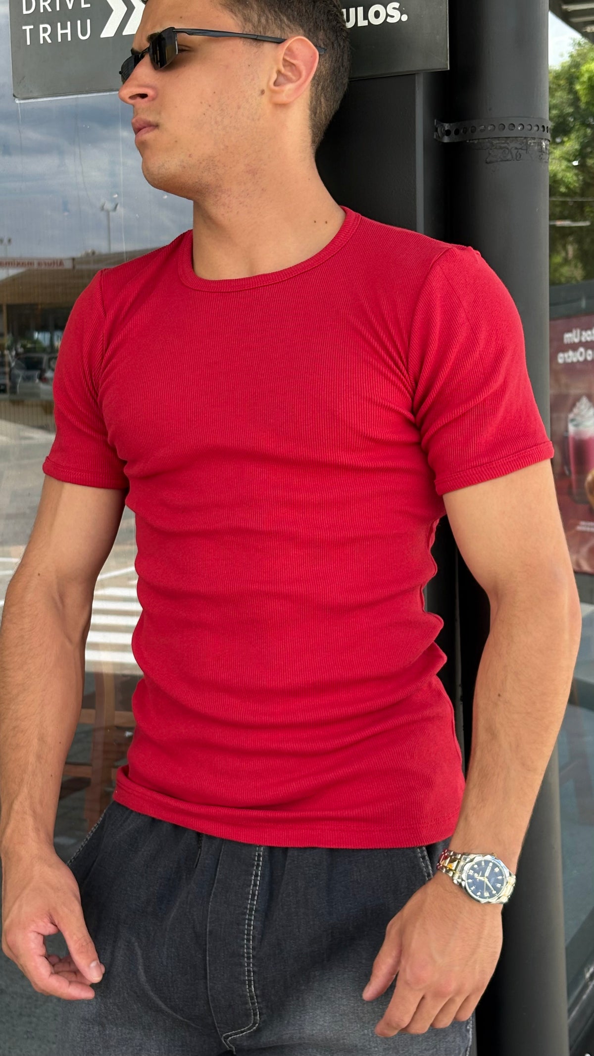 Camisa Canelada Vermelho Padrão Gringa