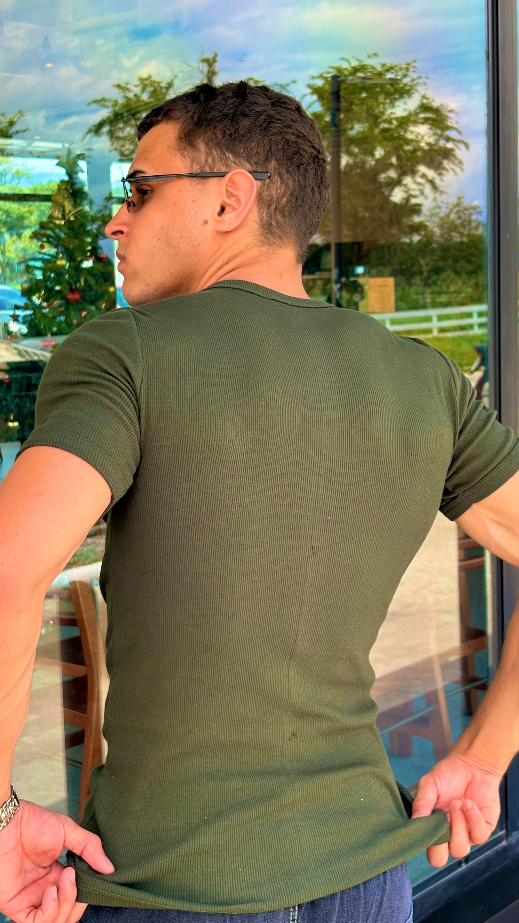 Camisa Canelada Verde Militar Padrão Gringa