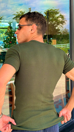 Camisa Canelada Verde Militar Padrão Gringa