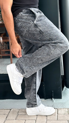 Calça Baggy Cinza Estonada
