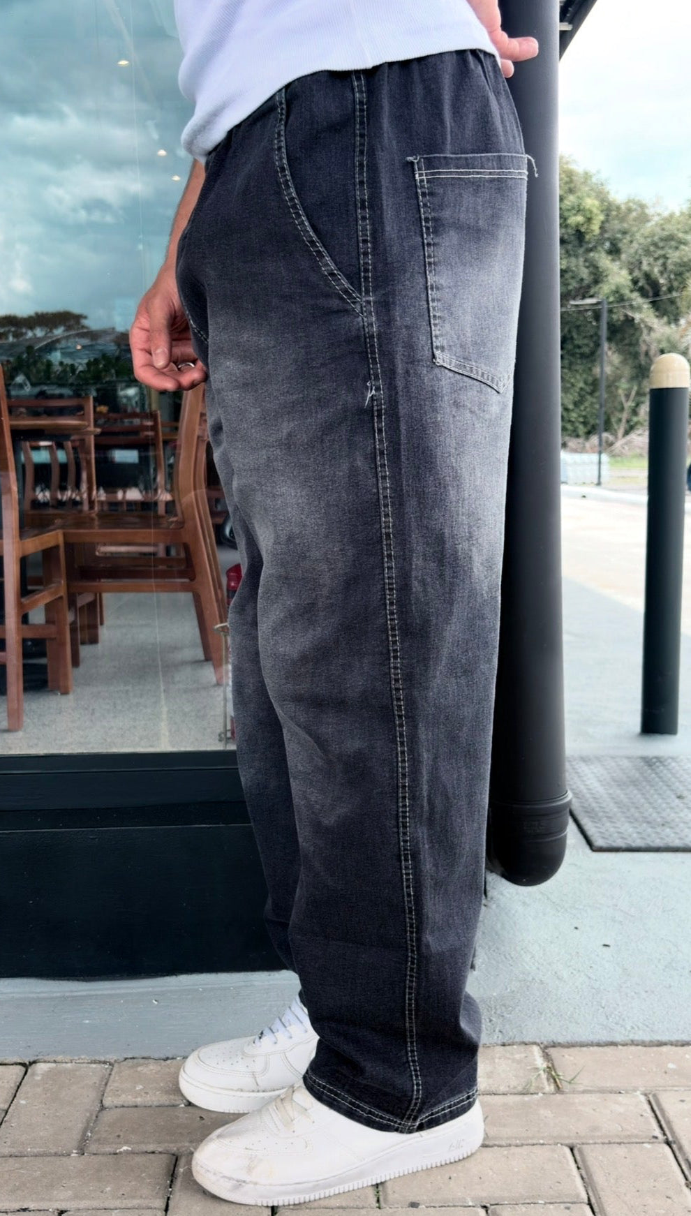 Calça Baggy Preta Jateada