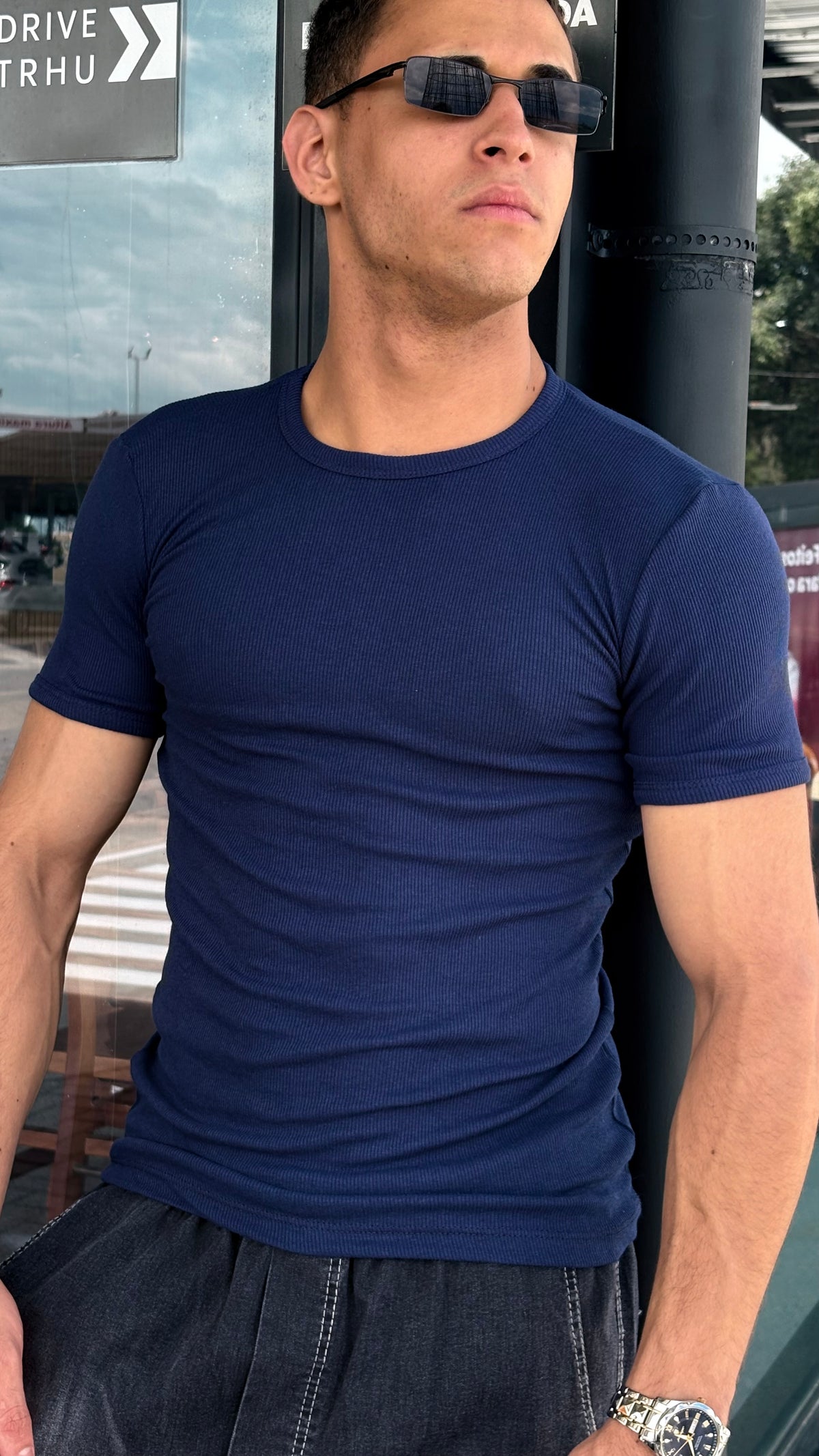 Camisa Canelada azul Marinha Padrão Gringa