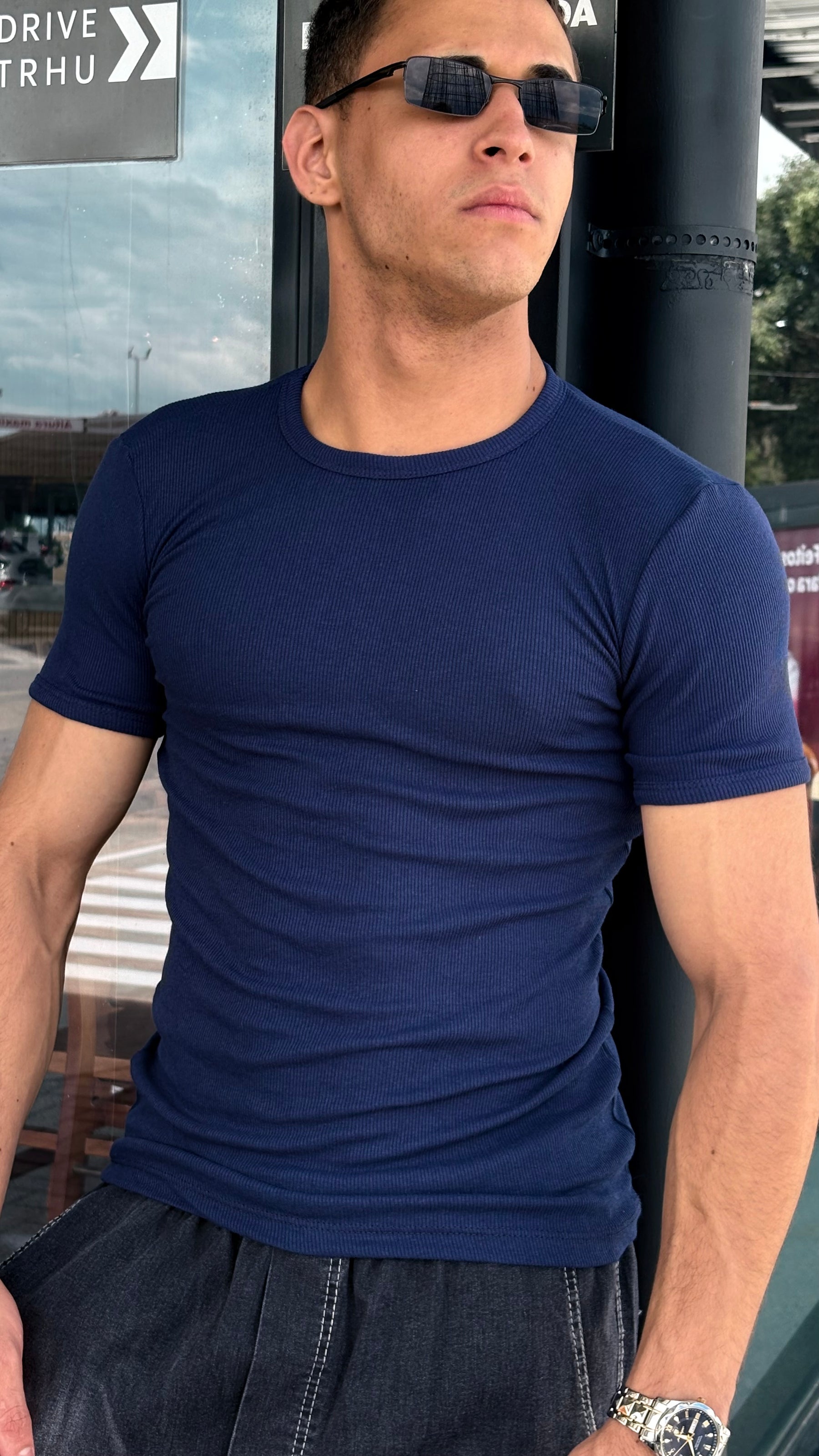 Camisa Canelada azul Marinha Padrão Gringa