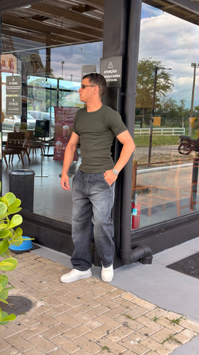 Camisa Canelada Verde Militar Padrão Gringa