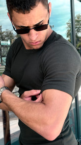 Camisa Canelada Preta Padrão Gringa