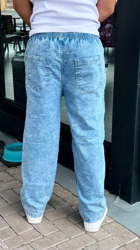 Calça Baggy Azul Claro Estonado