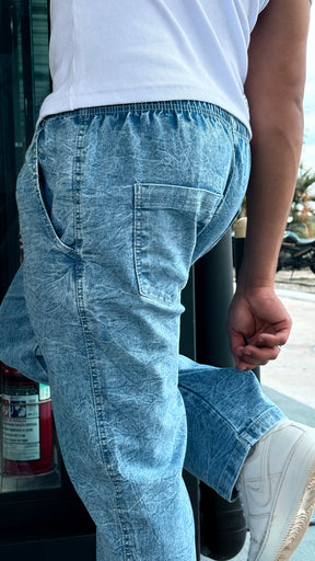 Calça Baggy Azul Claro Estonado