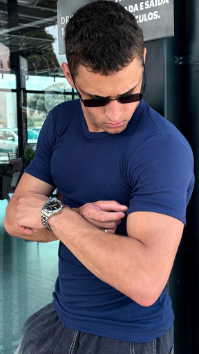 Camisa Canelada azul Marinha Padrão Gringa