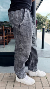 Calça Baggy Cinza Estonada