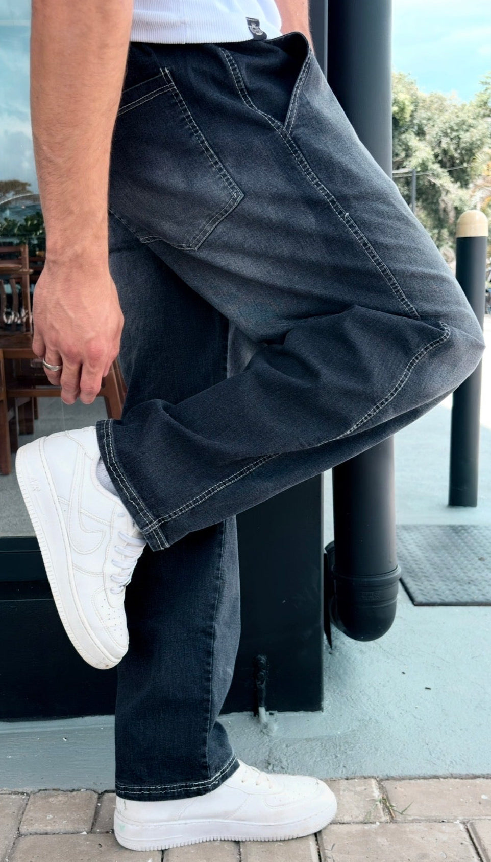 Calça Baggy Preta Jateada