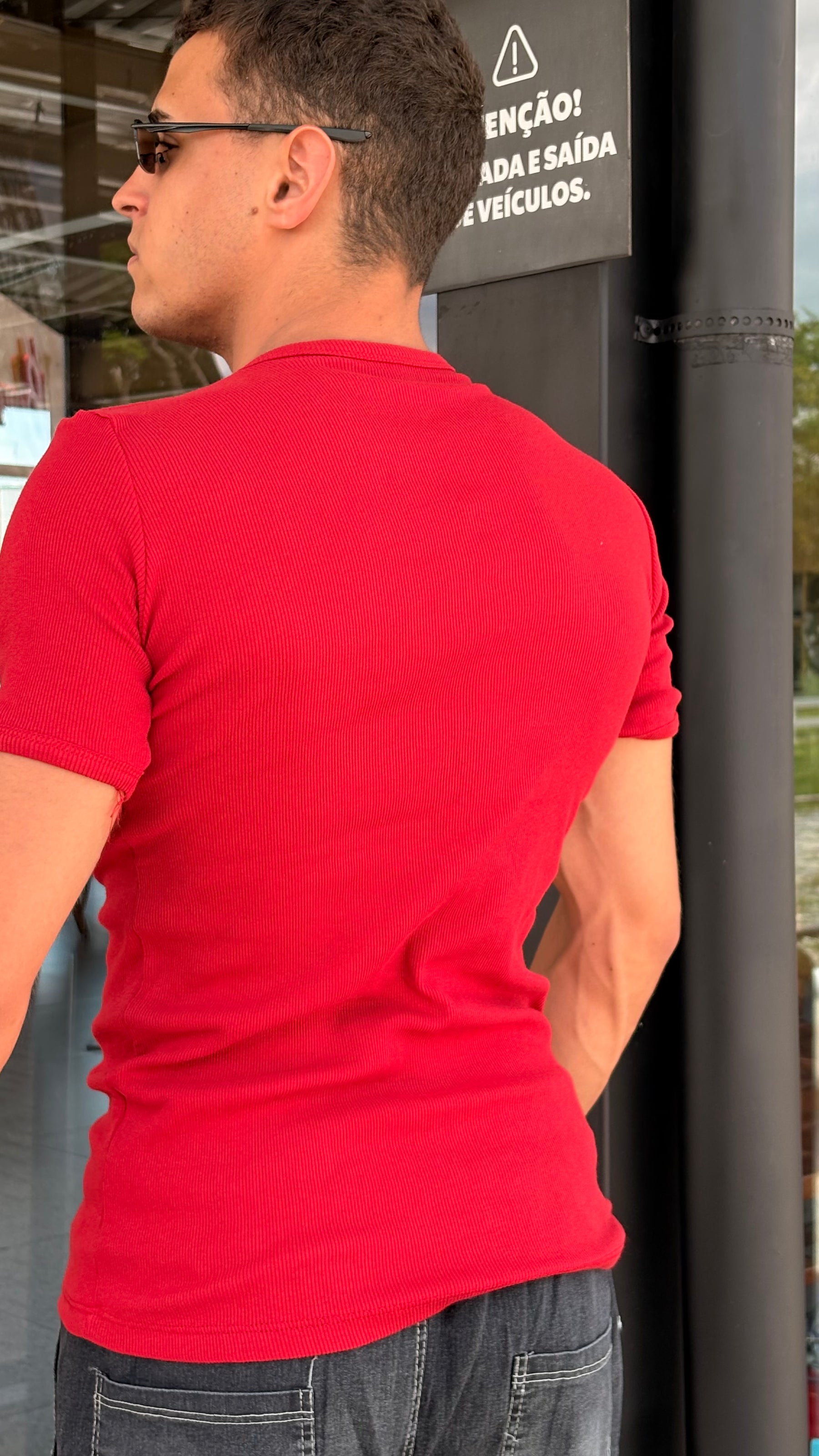 Camisa Canelada Vermelho Padrão Gringa