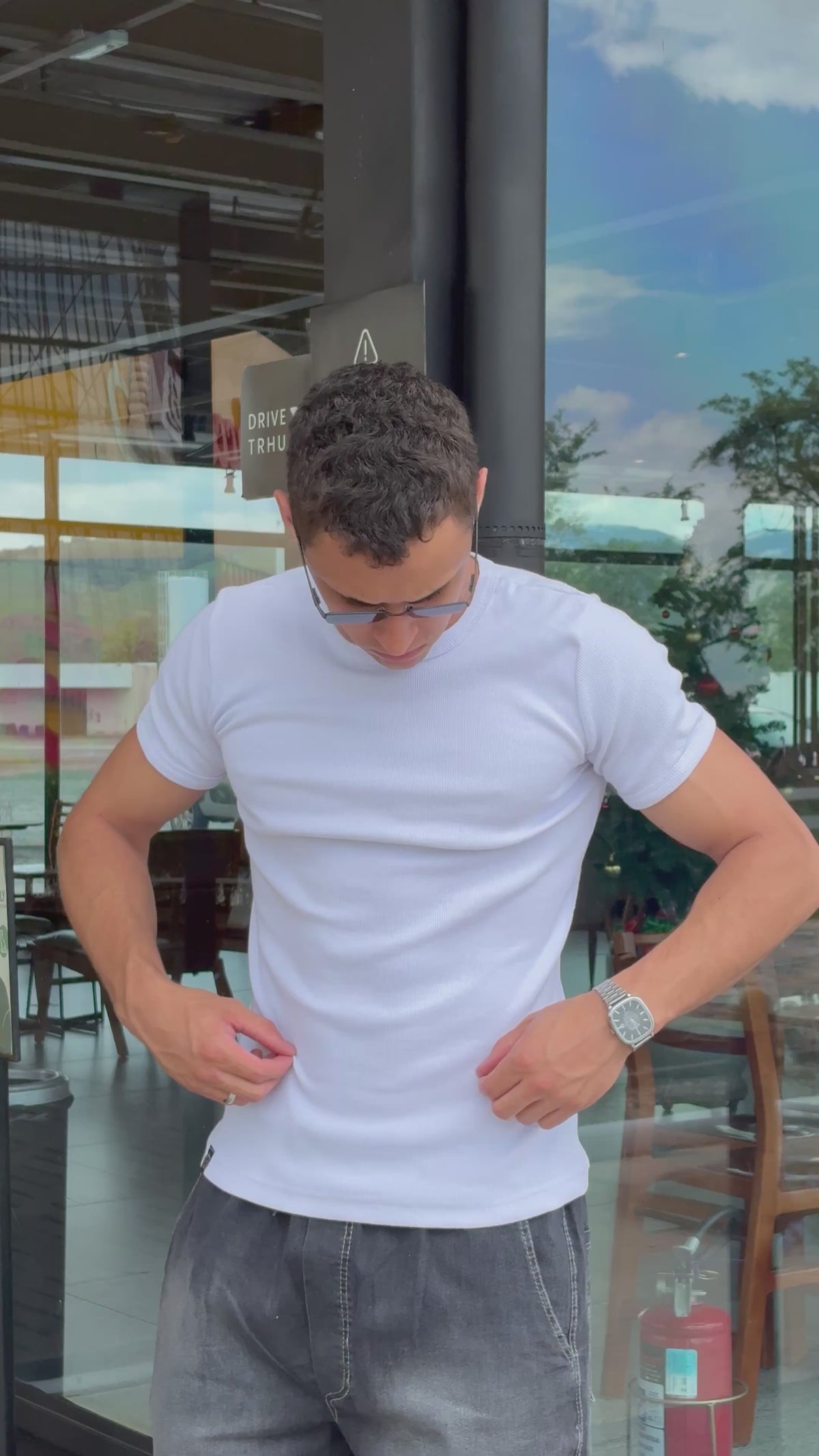 Camisa Canelada Branca Padrão Gringa